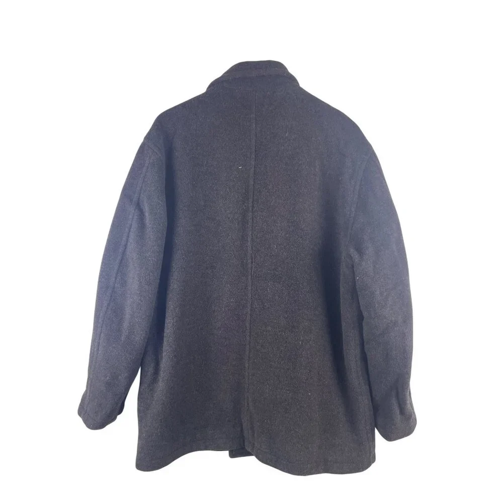 J. Crew Men's Large Wool Blend Double Breasted Gray Brown Winter Pea Coat Preppy